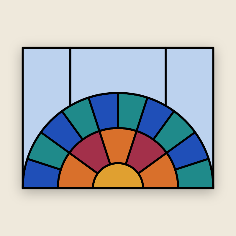 Sunburst Fan stained glass, finished look
